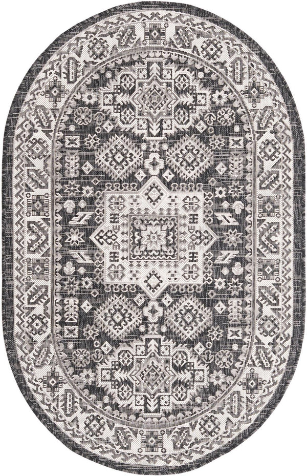 Unique Loom Blue Outdoor Aztec Rug – Durable 3' X 5' Design For Stylish Patios, Porches, And Sunrooms Gray  3162576-unique-loom