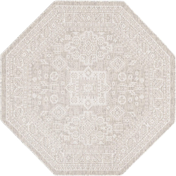 Unique Loom Yellow Outdoor Aztec Rug - Vibrant Oval Design Perfect For Patios, Decks, Or Garden Spaces Gray  3162605-unique-loom