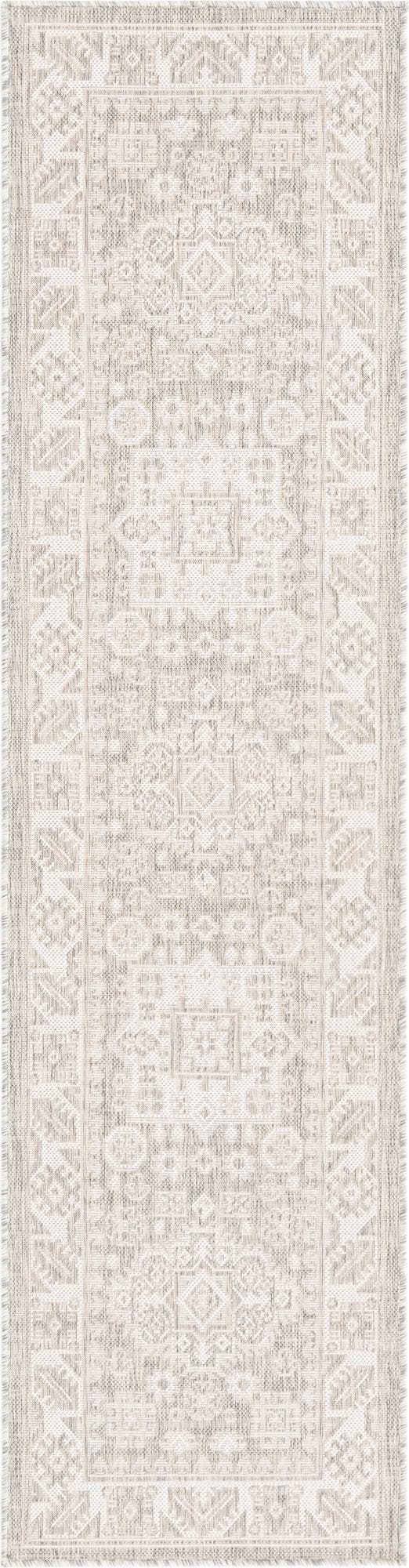 Unique Loom Yellow Outdoor Aztec Rug - Vibrant Oval Design Perfect For Patios, Decks, Or Garden Spaces Gray  3162607-unique-loom