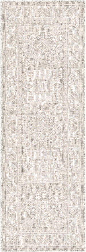 Unique Loom Yellow Outdoor Aztec Rug - Vibrant Oval Design Perfect For Patios, Decks, Or Garden Spaces Gray  3162608-unique-loom