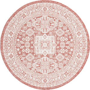 Unique Loom Yellow Outdoor Aztec Rug - Vibrant Oval Design Perfect For Patios, Decks, Or Garden Spaces Red  3162622-unique-loom