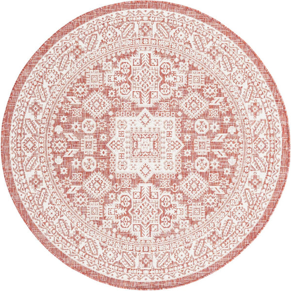 Unique Loom Yellow Outdoor Aztec Rug - Vibrant Oval Design Perfect For Patios, Decks, Or Garden Spaces Red  3162622-unique-loom