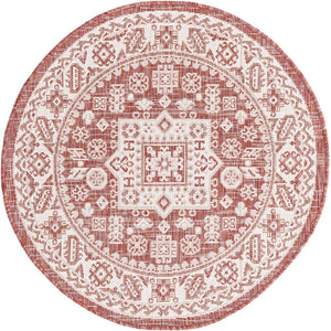 Unique Loom Yellow Outdoor Aztec Rug - Vibrant Oval Design Perfect For Patios, Decks, Or Garden Spaces Red  3162624-unique-loom