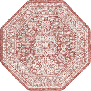 Unique Loom Yellow Outdoor Aztec Rug - Vibrant Oval Design Perfect For Patios, Decks, Or Garden Spaces Red  3162632-unique-loom