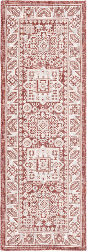 Unique Loom Yellow Outdoor Aztec Rug - Vibrant Oval Design Perfect For Patios, Decks, Or Garden Spaces Red  3162635-unique-loom