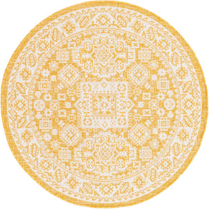 Unique Loom Yellow Outdoor Aztec Rug - Vibrant Oval Design Perfect For Patios, Decks, Or Garden Spaces Yellow  3162650-unique-loom