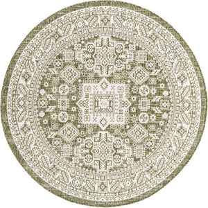 Unique Loom Yellow Outdoor Aztec Rug - Vibrant Oval Design Perfect For Patios, Decks, Or Garden Spaces Green  3162676-unique-loom