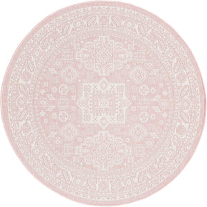 Unique Loom Pink Outdoor Aztec Rug – Vibrant 5'3" Octagon Design For Stylish Patios And Gardens, Weatherproof Pink  3162703-unique-loom