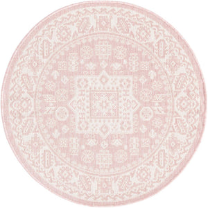 Unique Loom Pink Outdoor Aztec Rug – Vibrant 5'3" Octagon Design For Stylish Patios And Gardens, Weatherproof Pink  3162705-unique-loom