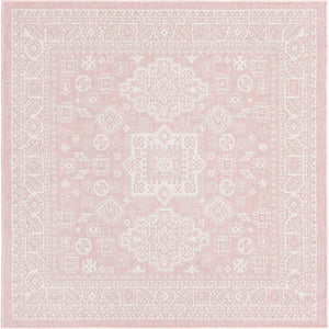 Unique Loom Pink Outdoor Aztec Rug – Vibrant 5'3" Octagon Design For Stylish Patios And Gardens, Weatherproof Pink  3162708-unique-loom