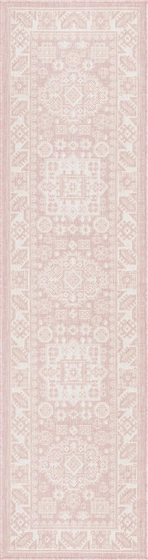 Unique Loom Pink Outdoor Aztec Rug – Vibrant 5'3" Octagon Design For Stylish Patios And Gardens, Weatherproof Pink  3162715-unique-loom