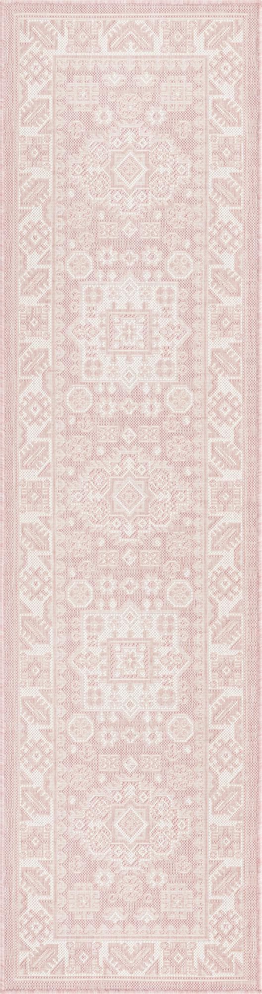 Unique Loom Pink Outdoor Aztec Rug – Vibrant 5'3" Octagon Design For Stylish Patios And Gardens, Weatherproof Pink  3162715-unique-loom