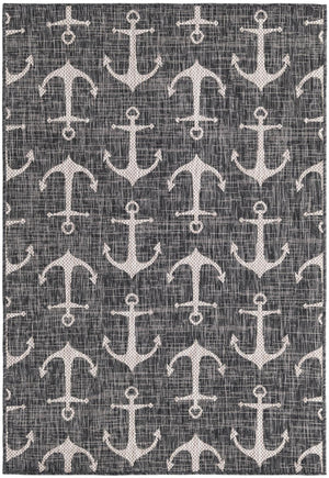 Unique Loom Teal Outdoor Coastal Rug – Stylish 3'1" X 5'3" Design, Durable, Weather-resistant For Patios & Porches Charcoal  3162725-unique-loom