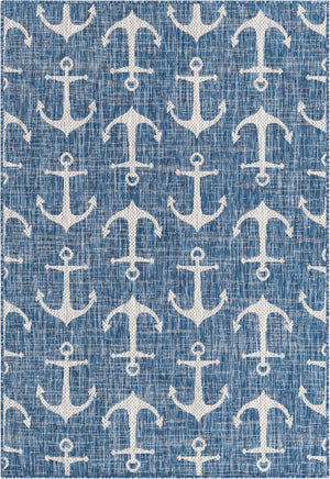 Unique Loom Teal Outdoor Coastal Rug – Stylish 3'1" X 5'3" Design, Durable, Weather-resistant For Patios & Porches Blue  3162752-unique-loom