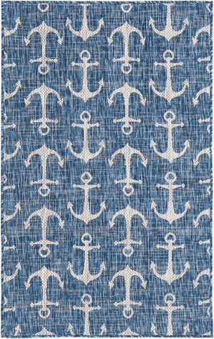 Unique Loom Teal Outdoor Coastal Rug – Stylish 3'1" X 5'3" Design, Durable, Weather-resistant For Patios & Porches Blue  3162753-unique-loom