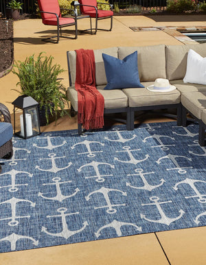 Unique Loom Teal Outdoor Coastal Rug – Stylish 3'1" X 5'3" Design, Durable, Weather-resistant For Patios & Porches Blue  3162762-unique-loom