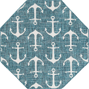 Unique Loom Teal Outdoor Coastal Rug – Stylish 3'1" X 5'3" Design, Durable, Weather-resistant For Patios & Porches Teal  3162794-unique-loom