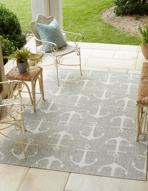 Unique Loom Yellow Outdoor Coastal Rug - Brighten Your Patio With Weather-resistant, Cheerful Decor Accent Gray  3162825-unique-loom