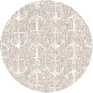 Unique Loom Yellow Outdoor Coastal Rug - Brighten Your Patio With Weather-resistant, Cheerful Decor Accent Gray  3162812-unique-loom