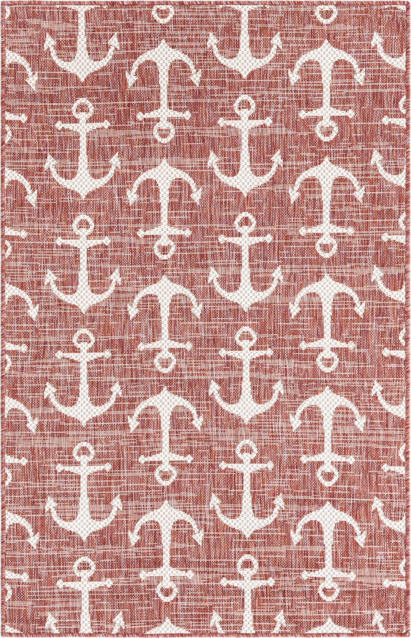 Unique Loom Yellow Outdoor Coastal Rug - Brighten Your Patio With Weather-resistant, Cheerful Decor Accent Red  3162834-unique-loom