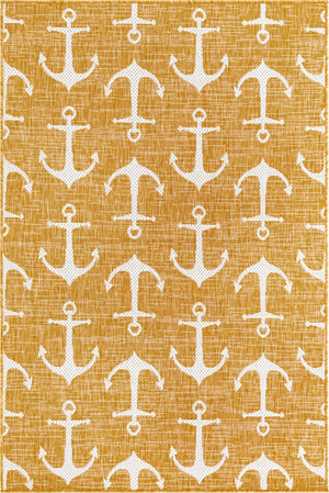 Unique Loom Yellow Outdoor Coastal Rug - Brighten Your Patio With Weather-resistant, Cheerful Decor Accent Yellow  3162860-unique-loom