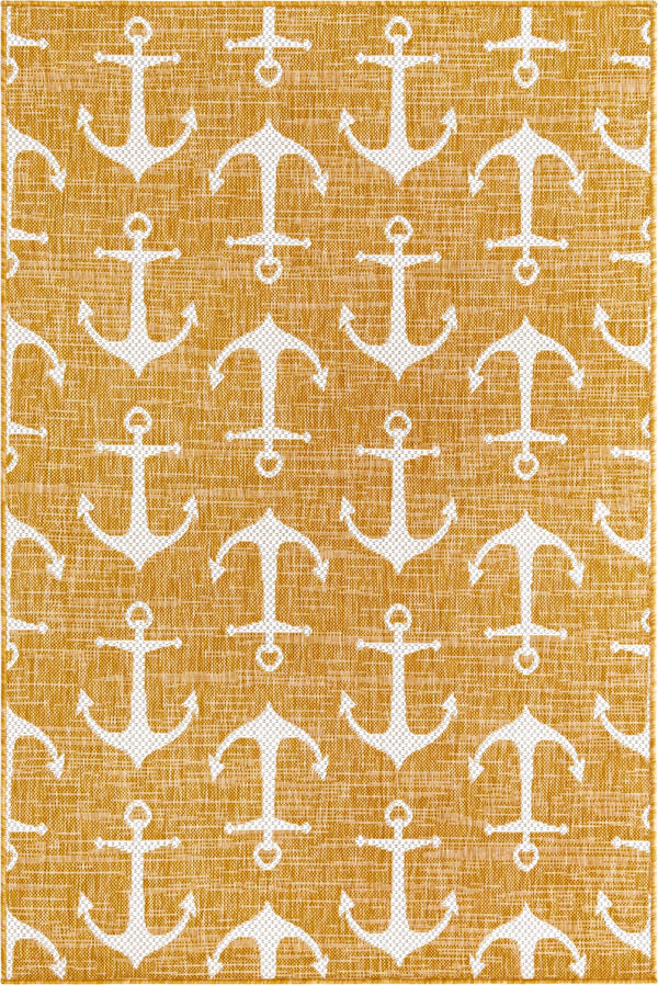 Unique Loom Yellow Outdoor Coastal Rug - Brighten Your Patio With Weather-resistant, Cheerful Decor Accent Yellow  3162860-unique-loom