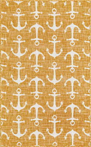 Unique Loom Yellow Outdoor Coastal Rug - Brighten Your Patio With Weather-resistant, Cheerful Decor Accent Yellow  3162861-unique-loom