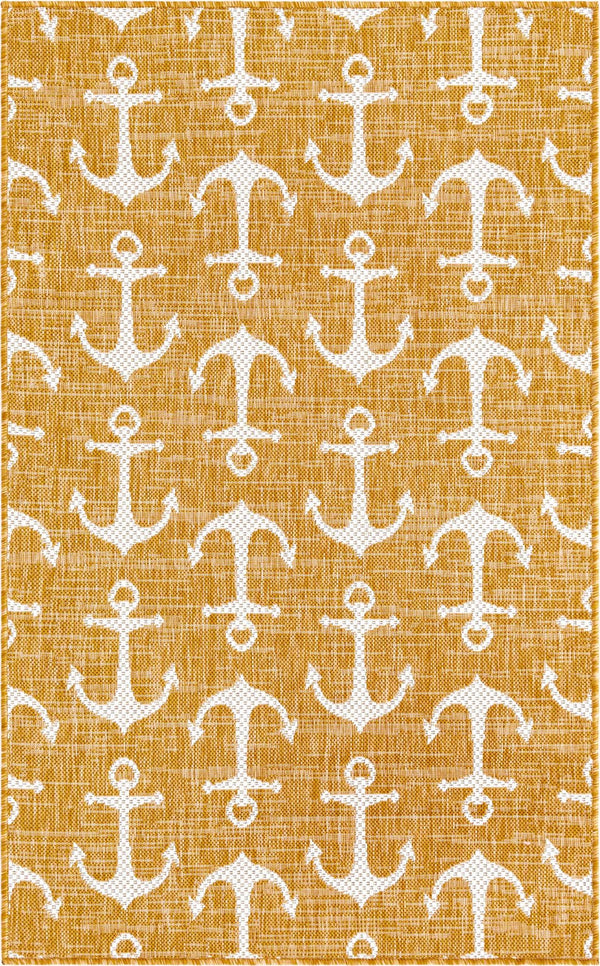 Unique Loom Yellow Outdoor Coastal Rug - Brighten Your Patio With Weather-resistant, Cheerful Decor Accent Yellow  3162861-unique-loom