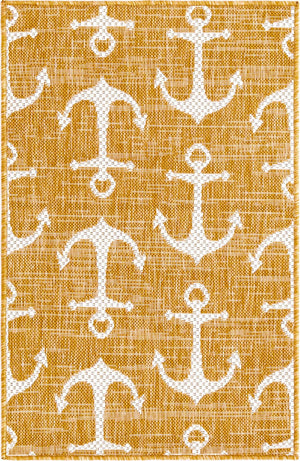 Unique Loom Yellow Outdoor Coastal Rug - Brighten Your Patio With Weather-resistant, Cheerful Decor Accent Yellow  3162862-unique-loom