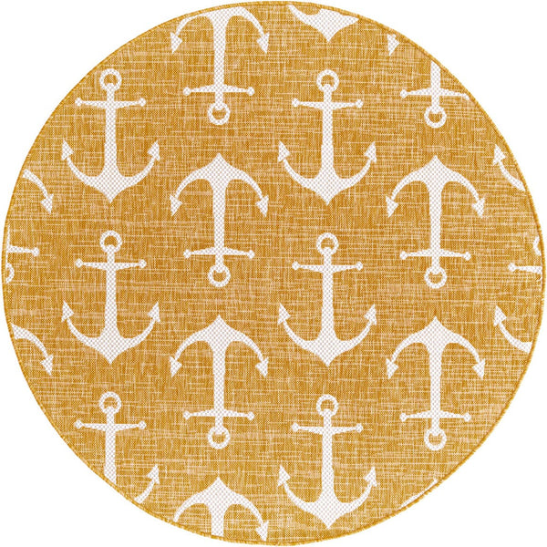Unique Loom Yellow Outdoor Coastal Rug - Brighten Your Patio With Weather-resistant, Cheerful Decor Accent Yellow  3162865-unique-loom