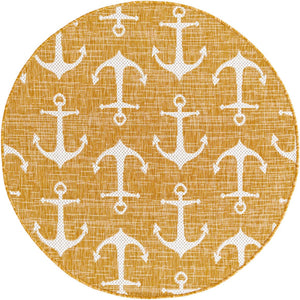 Unique Loom Yellow Outdoor Coastal Rug - Brighten Your Patio With Weather-resistant, Cheerful Decor Accent Yellow  3162866-unique-loom