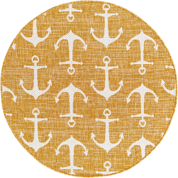 Unique Loom Yellow Outdoor Coastal Rug - Brighten Your Patio With Weather-resistant, Cheerful Decor Accent Yellow  3162866-unique-loom