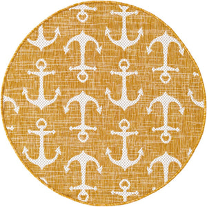 Unique Loom Yellow Outdoor Coastal Rug - Brighten Your Patio With Weather-resistant, Cheerful Decor Accent Yellow  3162867-unique-loom