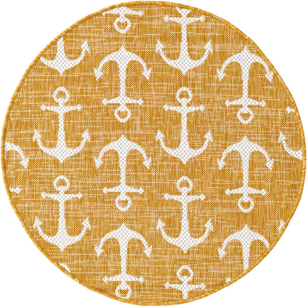 Unique Loom Yellow Outdoor Coastal Rug - Brighten Your Patio With Weather-resistant, Cheerful Decor Accent Yellow  3162867-unique-loom