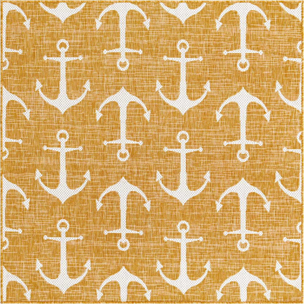 Unique Loom Yellow Outdoor Coastal Rug - Brighten Your Patio With Weather-resistant, Cheerful Decor Accent Gray  3162825-unique-loom