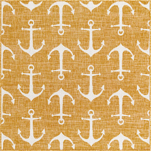 Unique Loom Yellow Outdoor Coastal Rug - Brighten Your Patio With Weather-resistant, Cheerful Decor Accent Yellow  3162870-unique-loom