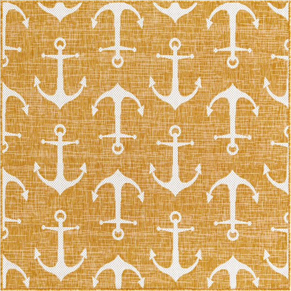 Unique Loom Yellow Outdoor Coastal Rug - Brighten Your Patio With Weather-resistant, Cheerful Decor Accent Yellow  3162870-unique-loom