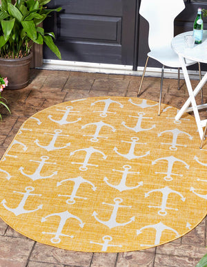 Unique Loom Yellow Outdoor Coastal Rug - Brighten Your Patio With Weather-resistant, Cheerful Decor Accent Yellow  3162873-unique-loom
