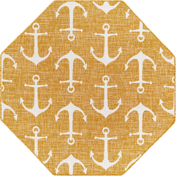 Unique Loom Yellow Outdoor Coastal Rug - Brighten Your Patio With Weather-resistant, Cheerful Decor Accent Yellow  3162875-unique-loom
