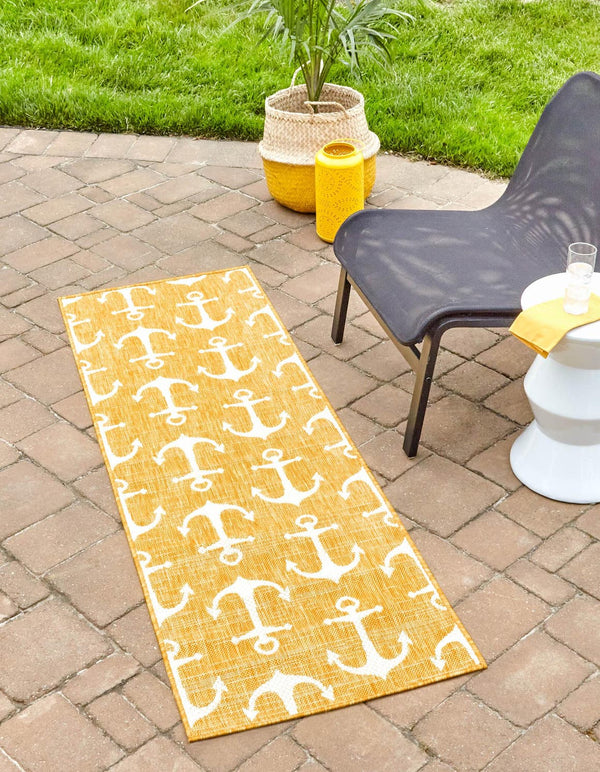 Unique Loom Yellow Outdoor Coastal Rug - Brighten Your Patio With Weather-resistant, Cheerful Decor Accent Yellow  3162878-unique-loom