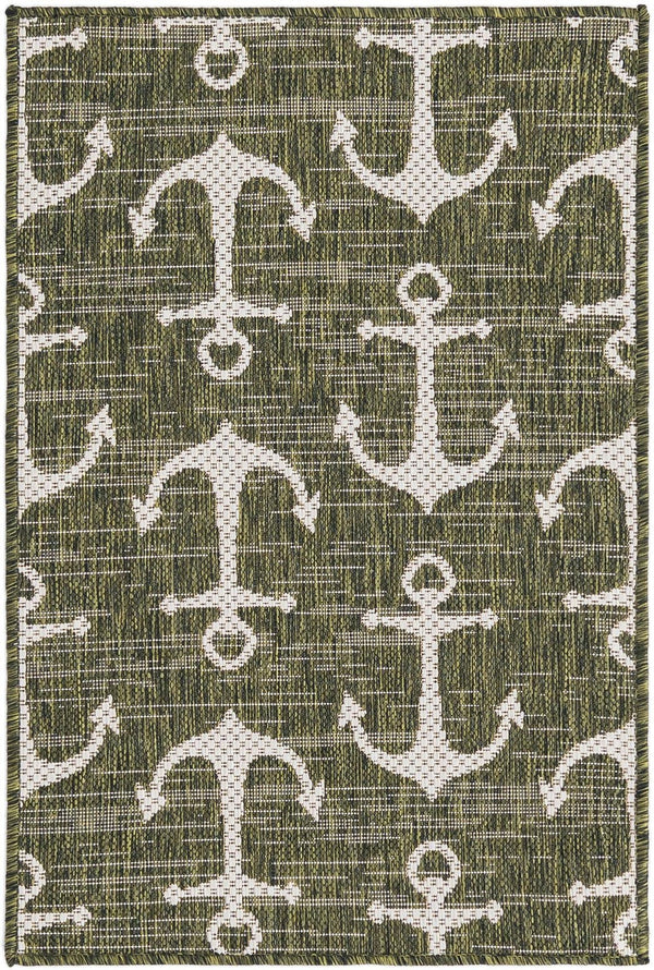 Unique Loom Yellow Outdoor Coastal Rug - Brighten Your Patio With Weather-resistant, Cheerful Decor Accent Green  3162889-unique-loom