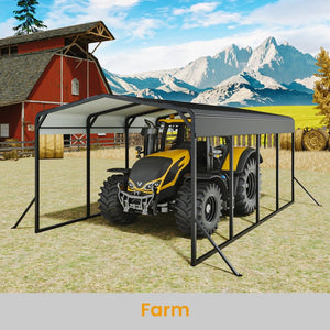 English Elm 12x20ft Steel Peak Roof Carport Heavy Duty Outdoor Shelter for Trucks Boats and Events W1820S00013