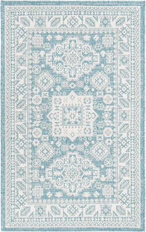 Unique Loom Aqua Outdoor Aztec Rug - Vibrant Color & Durable Design For Patios, Entryways, And Accent Areas Aqua  3163293-unique-loom