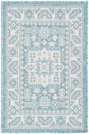 Unique Loom Aqua Outdoor Aztec Rug - Vibrant Color & Durable Design For Patios, Entryways, And Accent Areas Aqua  3163294-unique-loom