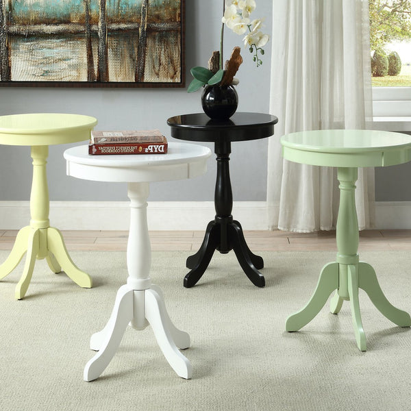 English Elm Light Cottage Pedestal Side Table in Soft Yellow — Turned Wood Base, Rustic Farmhouse Charm, 25.5"H 18.5"W B062P181370