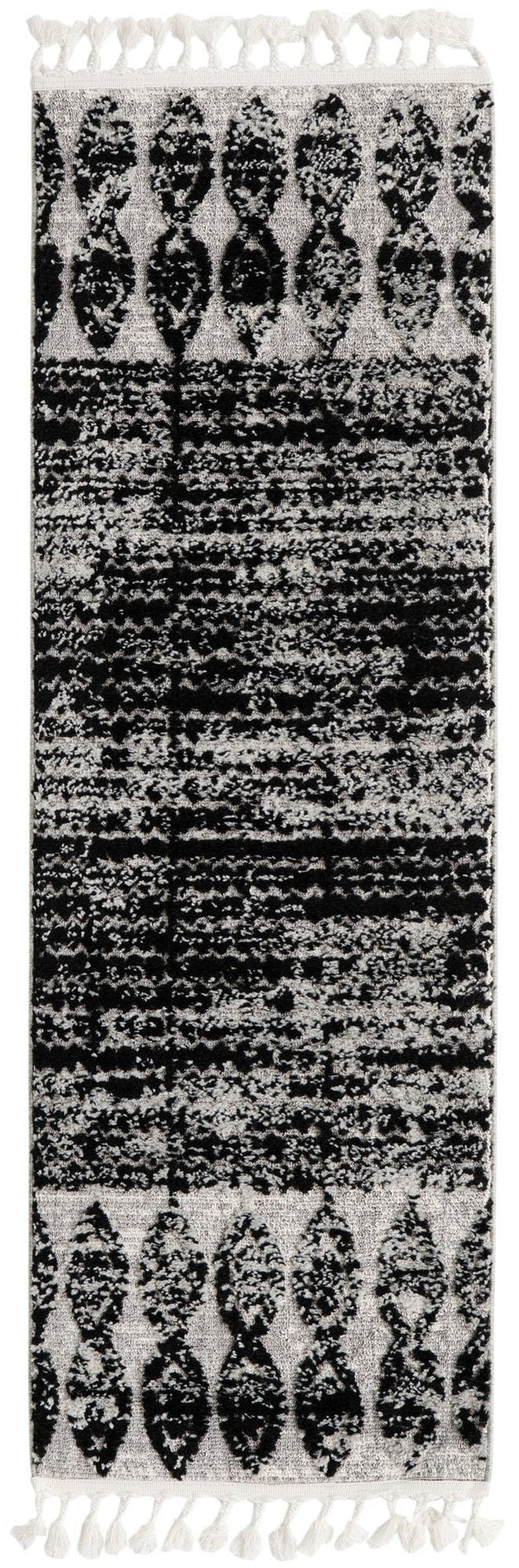 Unique Loom Black Cherokee 2' X 8' Outdoor Runner Rug - Durable, Bold Design With Cultural Patterns For Any Space Black  3163535-unique-loom