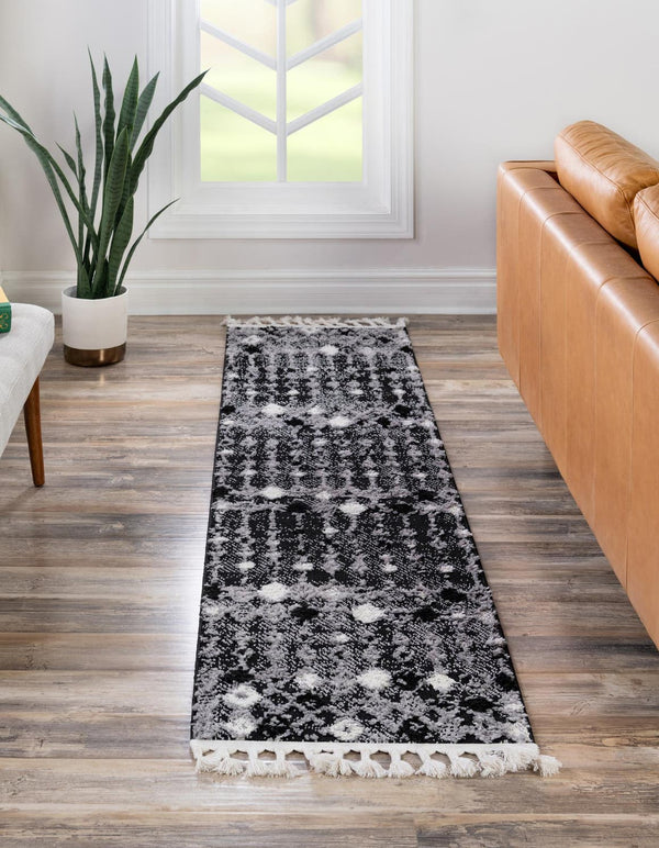 Unique Loom Black Cherokee 2' X 8' Outdoor Runner Rug - Durable, Bold Design With Cultural Patterns For Any Space Gray  3163558-unique-loom