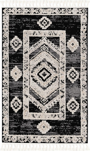 Unique Loom Black Cherokee 2' X 8' Outdoor Runner Rug - Durable, Bold Design With Cultural Patterns For Any Space Gray  3163589-unique-loom