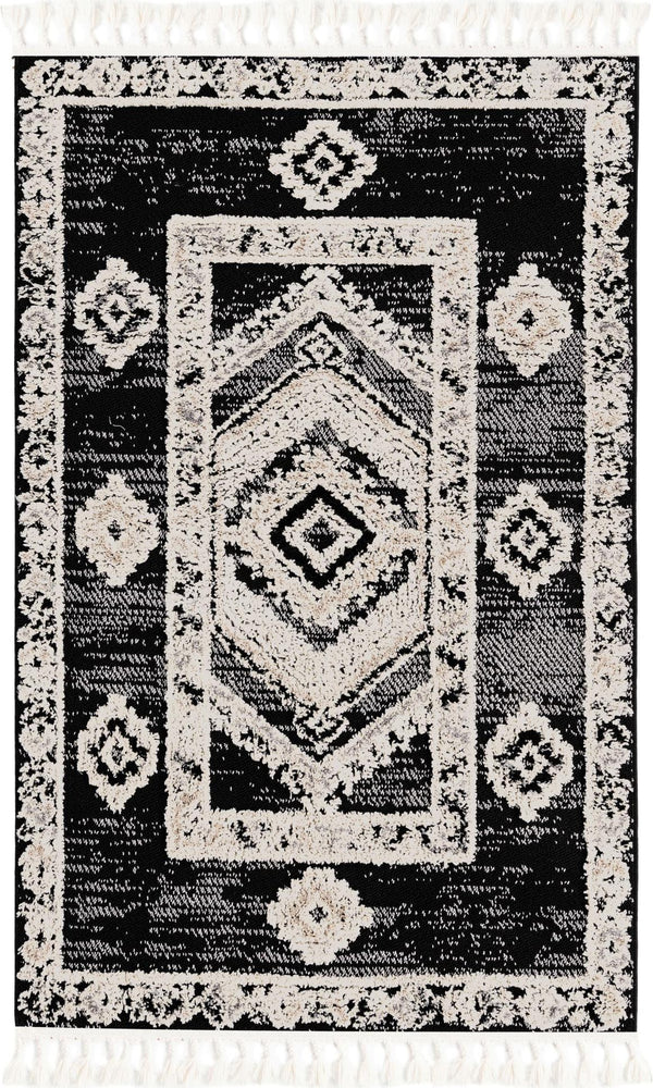 Unique Loom Black Cherokee 2' X 8' Outdoor Runner Rug - Durable, Bold Design With Cultural Patterns For Any Space Gray  3163589-unique-loom