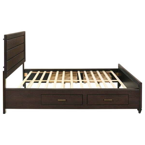 English Elm Ridgeview Dark Cocoa California King Storage Panel Bed - Elegant Design With Under-Bed Drawers B062S00690-GIGA